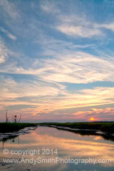Sunset over the Marsh at Thompson Beach Road